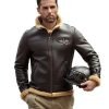 Men's Brown Airforce Sheepskin Shearling Leather Jacket