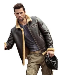 Men's Brown Airforce Sheepskin Shearling Leather Jacket