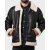 Mens Aviator Black Shearling Jacket