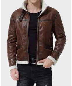 Mens Aviator Distressed Brown Leather Jacket