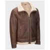 Mens Aviator Shearling Light Brown Jacket