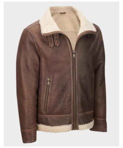 Mens Aviator Shearling Light Brown Jacket