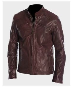 Mens Café Racer Maroon Jacket
