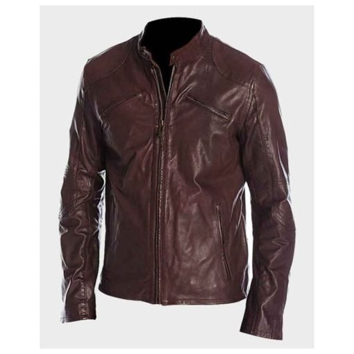 Mens Café Racer Maroon Jacket