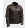 Mens Café Racer Quilted Design Brown Jacket