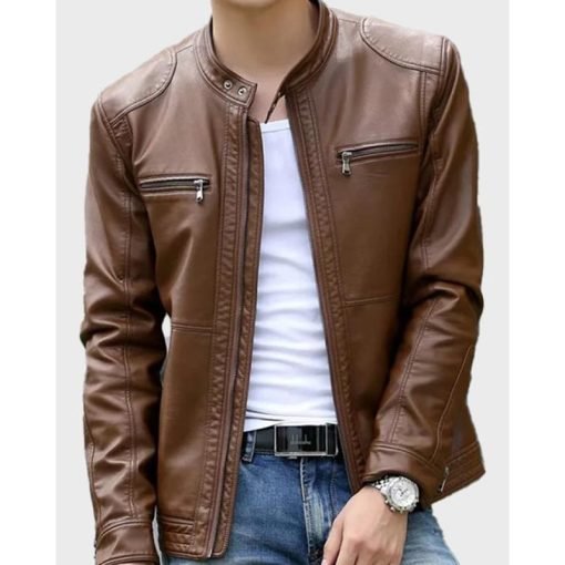 Brown Mens Casual Leather Jacket