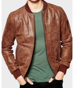 Mens Dark Brown Bomber Jacket