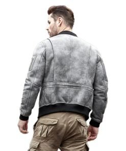 Mens Shearling Motorcycle Leather Bomber Jacket