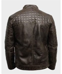 Mens Café Racer Quilted Design Brown Jacket