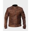 Mens Retro Café Racer Distressed Brown Jacket