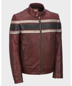 Mens Retro Red Waxed Vintage Leather Jacket