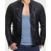 Mens Slim Fit Black Padded Leather Jacket