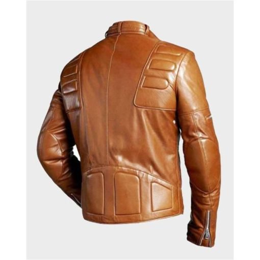 Mens Brown Padded Motorcycle Leather Jacket