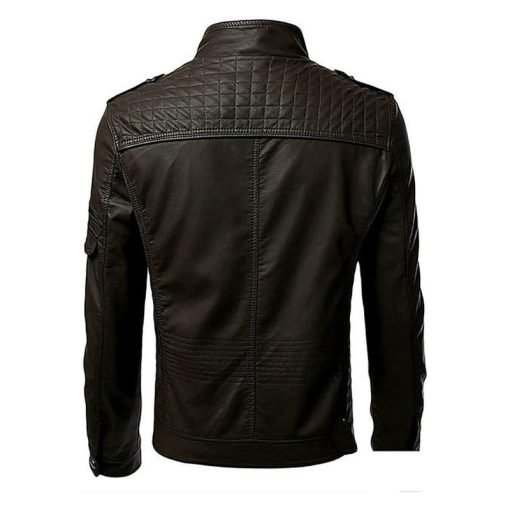 Men's Stand Collar Casual Leather Jacket