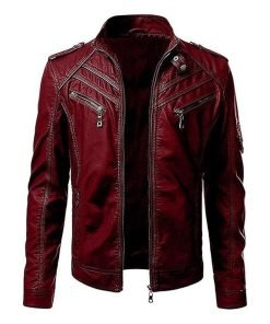 Men's Stand Collar Casual Leather Jacket