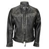 Men's Biker Cafe Racer Leather Jacket