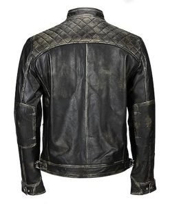 Men's Biker Cafe Racer Leather Jacket