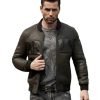 Mens ArmyGreen Sheepskin Motorcycle Leather Jacket