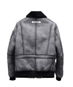 Mens Grey B3 RAF Flight Shearling Leather Jacket Coat