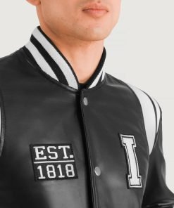 Liberte Illinois Black Leather Varsity Jacket