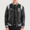 Liberte Illinois Black Leather Varsity Jacket