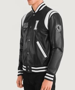 Liberte Illinois Black Leather Varsity Jacket