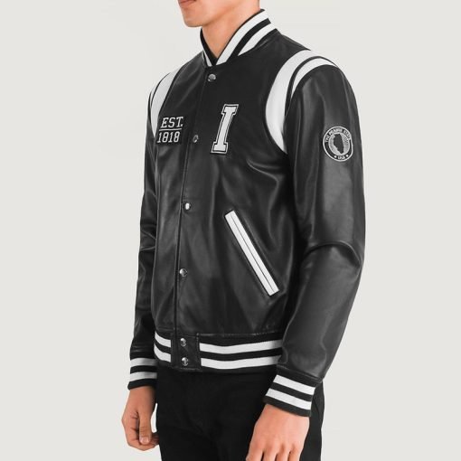 Liberte Illinois Black Leather Varsity Jacket