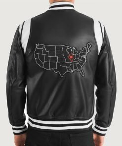 Liberte Illinois Black Leather Varsity Jacket