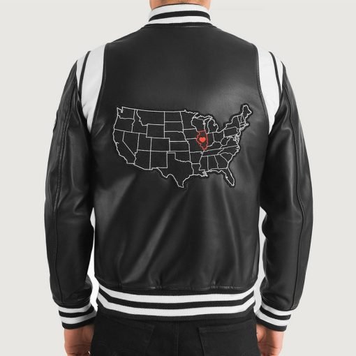 Liberte Illinois Black Leather Varsity Jacket