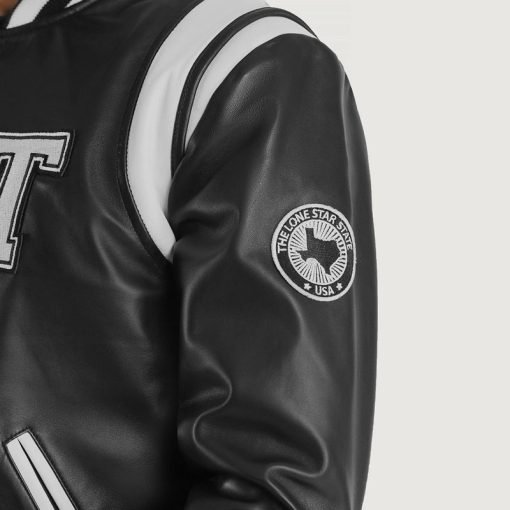 Liberte Texas Black Leather Varsity Jacket
