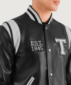 Liberte Texas Black Leather Varsity Jacket