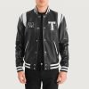 Liberte Texas Black Leather Varsity Jacket