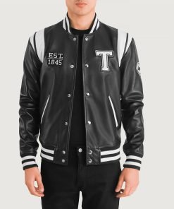 Liberte Texas Black Leather Varsity Jacket