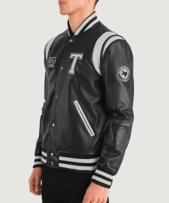 Liberte Texas Black Leather Varsity Jacket