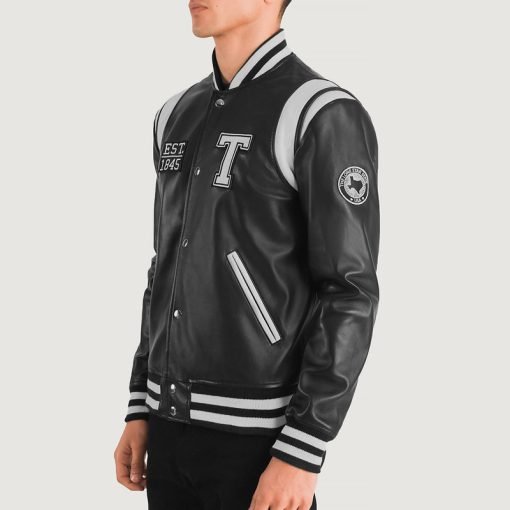 Liberte Texas Black Leather Varsity Jacket