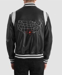 Liberte Texas Black Leather Varsity Jacket