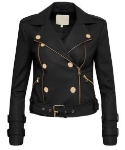 Womens Billie Belted Leather Jacket