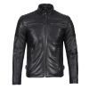 Black Cafe Racer Leather Jacket