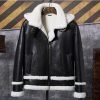 Mens Bomber Hooded Sheepskin Leather Jacket