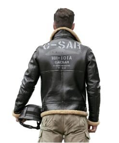 Mens Motorcycle Shearling Fur Leather Jacket Coat