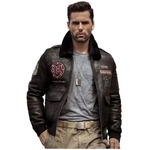 Mens Airforce Flight Coat Embroidered Jacket