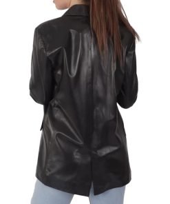Women's Black Leather Blazer
