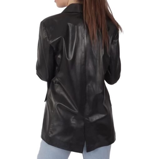 Women's Black Leather Blazer