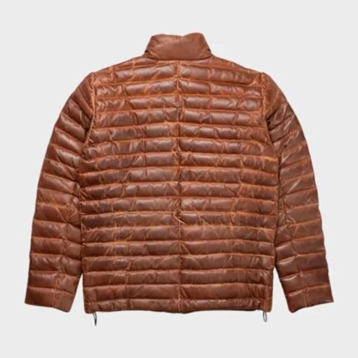 Men Antique Brown Puffer Quilted Jacket