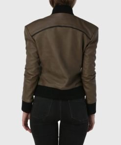 Betty Womens Brown Bomber Leather Jacket