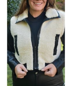 Women's Black And Cream Sherpa Jacket