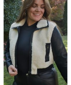 Women's Black And Cream Sherpa Jacket