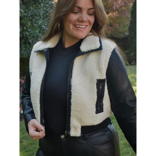 Women's Black And Cream Sherpa Jacket