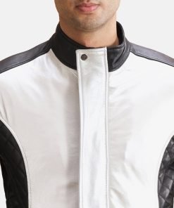 Spade Silver Black Leather Bomber Jacket