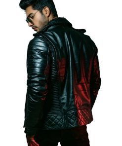 Mens Quilted Black Motorcycle Leather Jacket